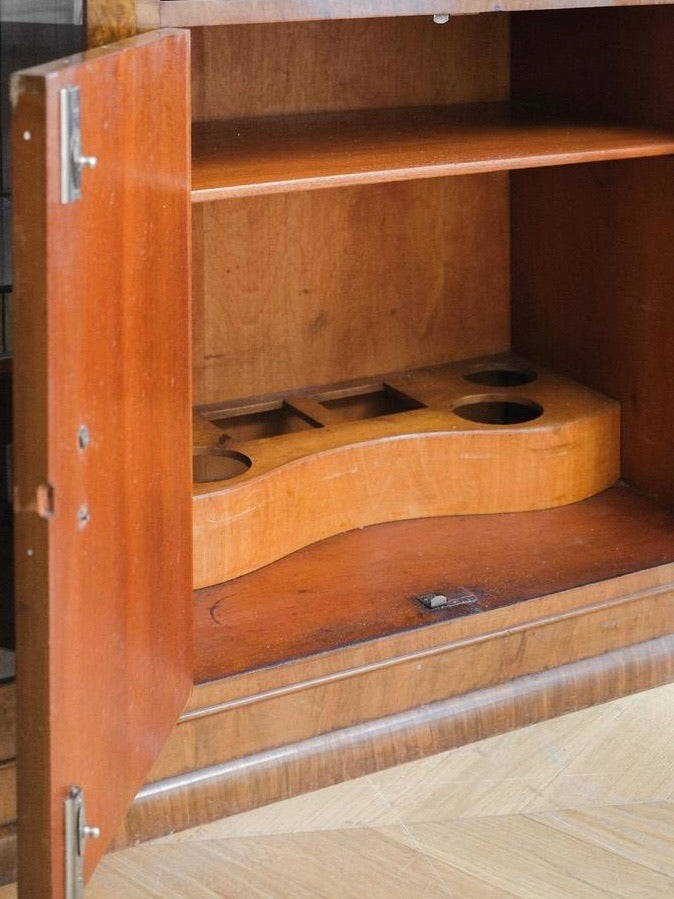 Art Deco British Walnut Cocktail Cabinet