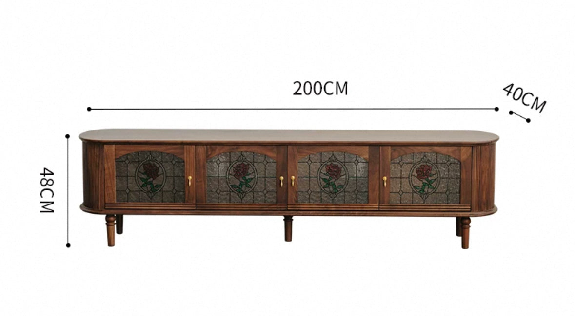 Illuminating Josephine TV Cabinet with Rose Stained Glass