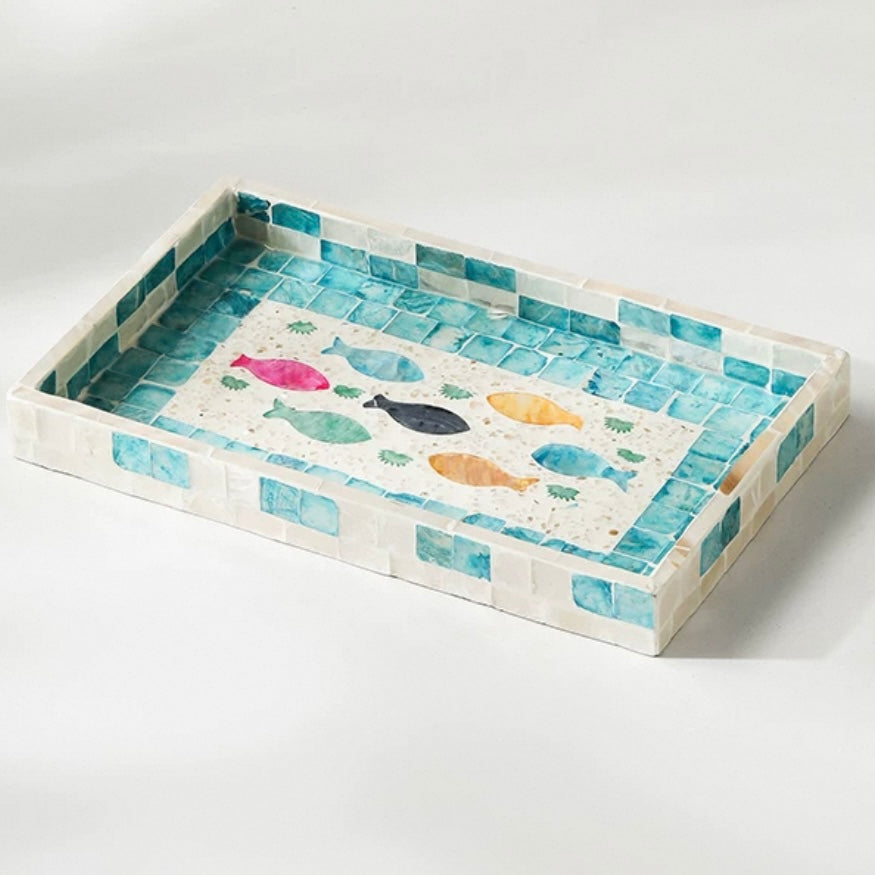 Aegean Mosaïque – Handmade Mother-of-Pearl & Wood Decorative Trays