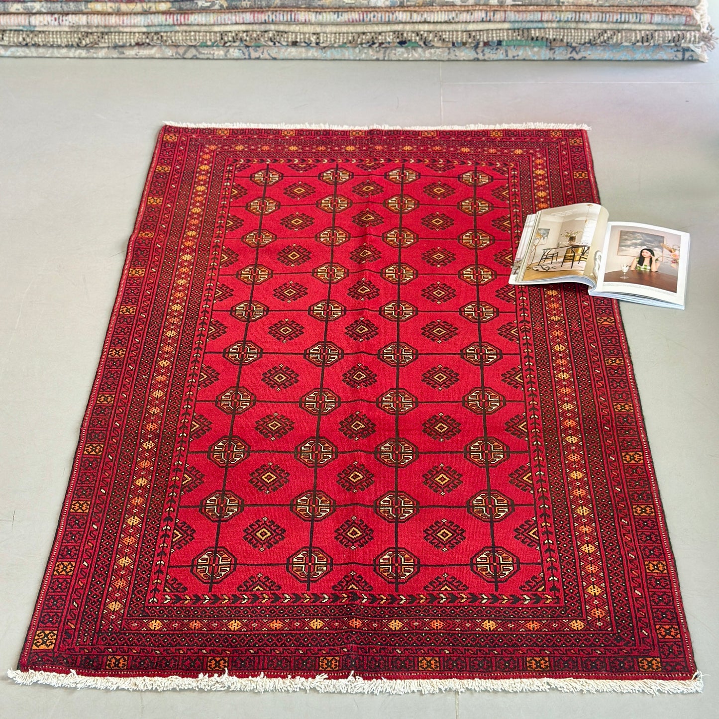 The Crimson Legacy Turkmen Handwoven Wool Rug (1990s Collection)