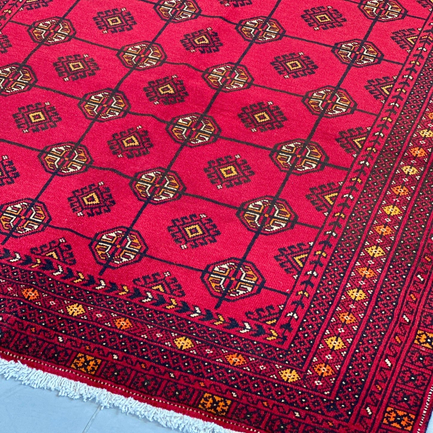 The Crimson Legacy Turkmen Handwoven Wool Rug (1990s Collection)