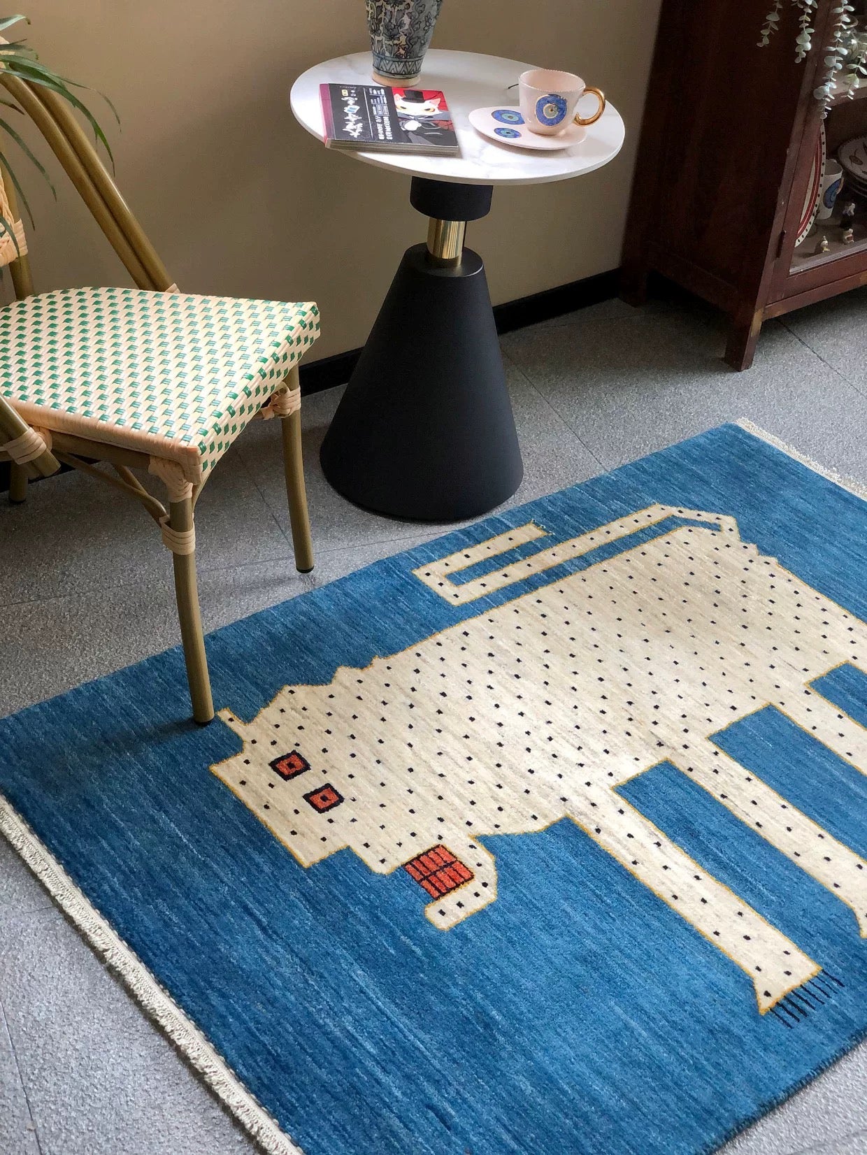 Abstract White Leopard Persian Handwoven Wool Rug