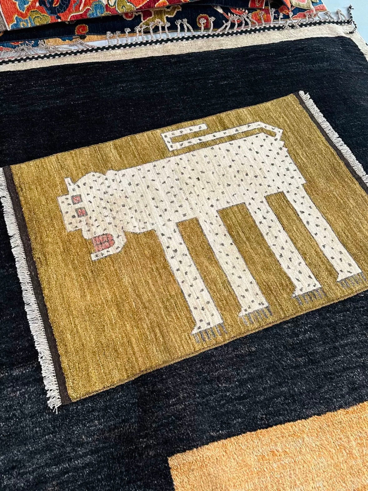 Abstract White Leopard Persian Handwoven Wool Rug