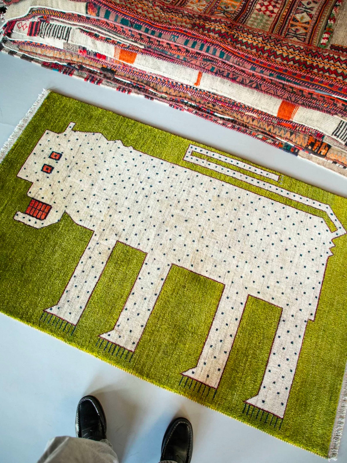 Abstract White Leopard Persian Handwoven Wool Rug