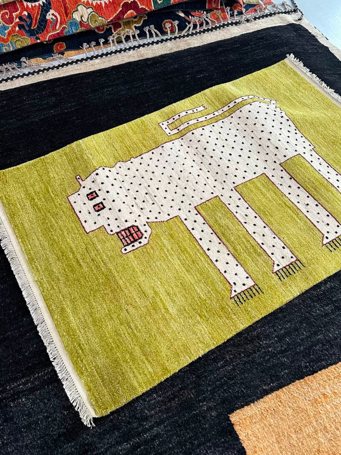 Abstract White Leopard Persian Handwoven Wool Rug