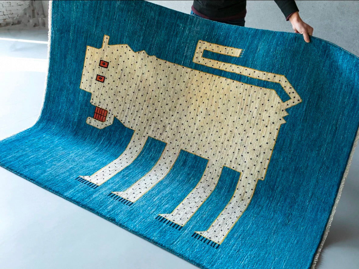 Abstract White Leopard Persian Handwoven Wool Rug