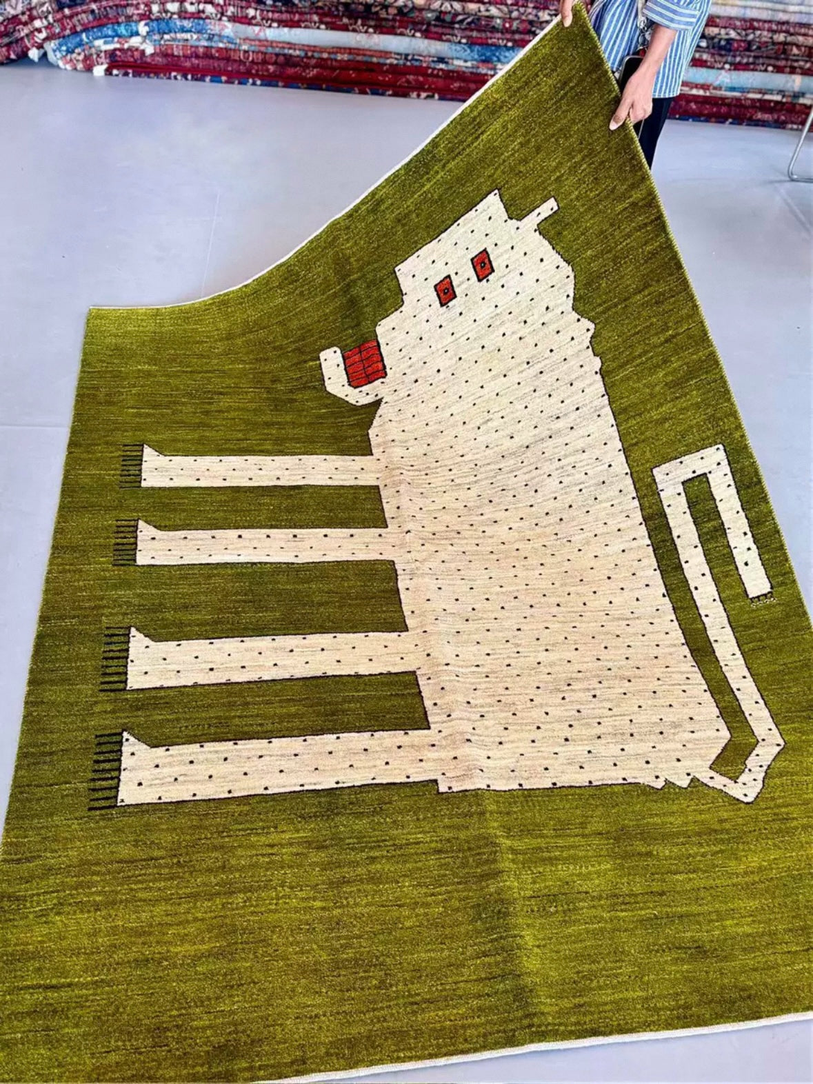 Abstract White Leopard Persian Handwoven Wool Rug