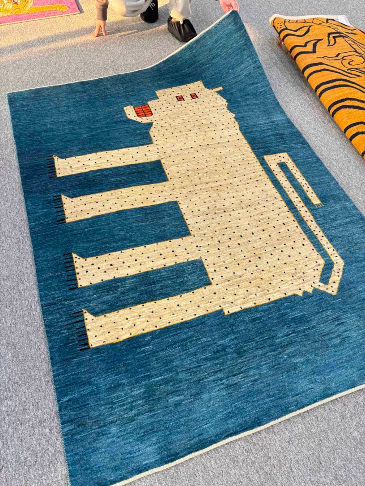 Abstract White Leopard Persian Handwoven Wool Rug