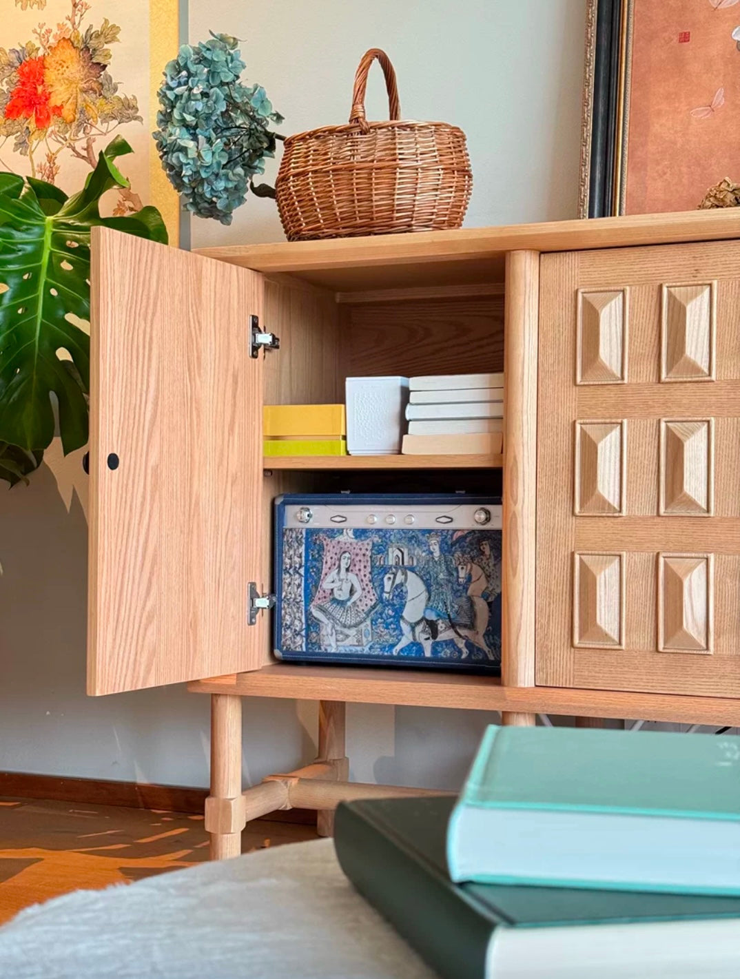 Geometric Wood Credenza