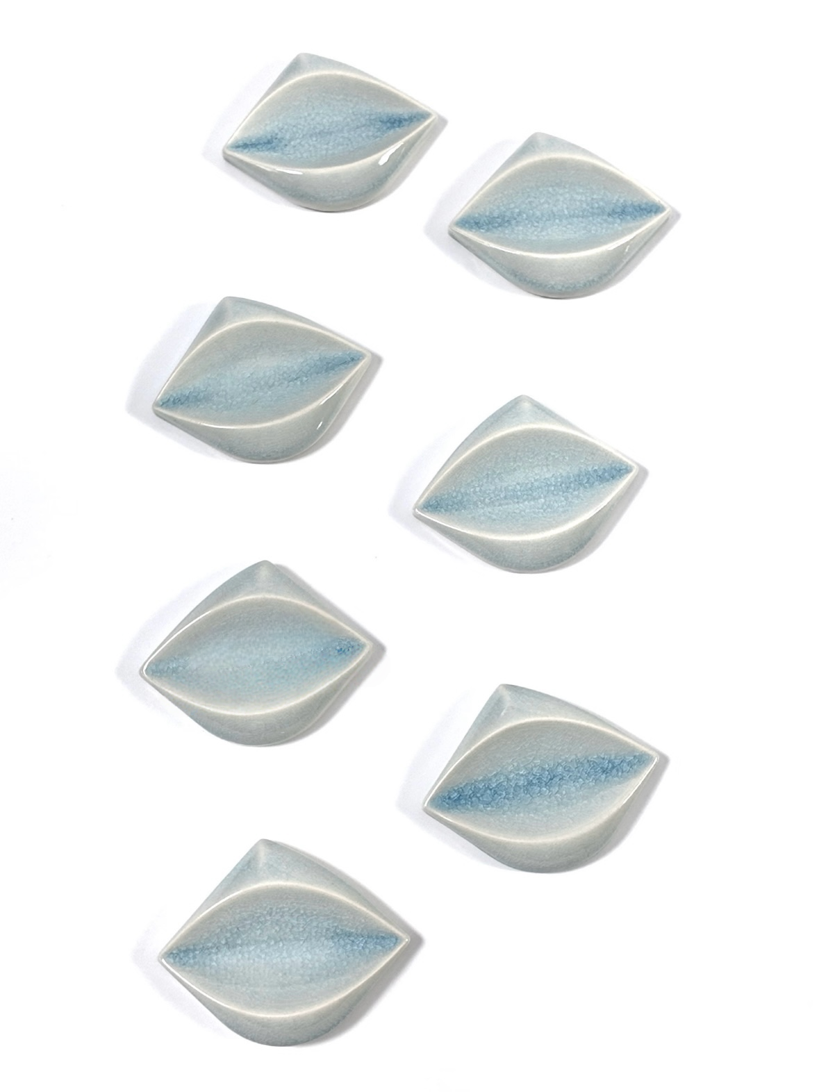 Ice Blue Leaf Handmade Ceramic Tile