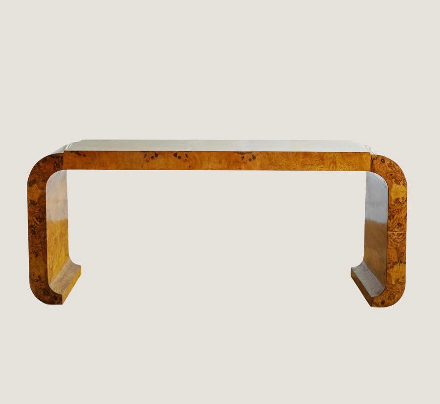 Italian Art Deco Burl Wood Console Table