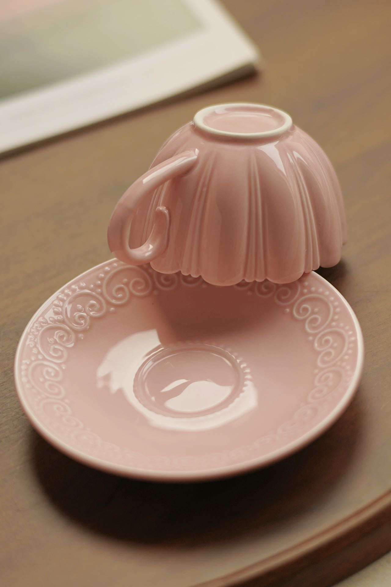 Rosette Blush Ceramic Cup & Saucer Set