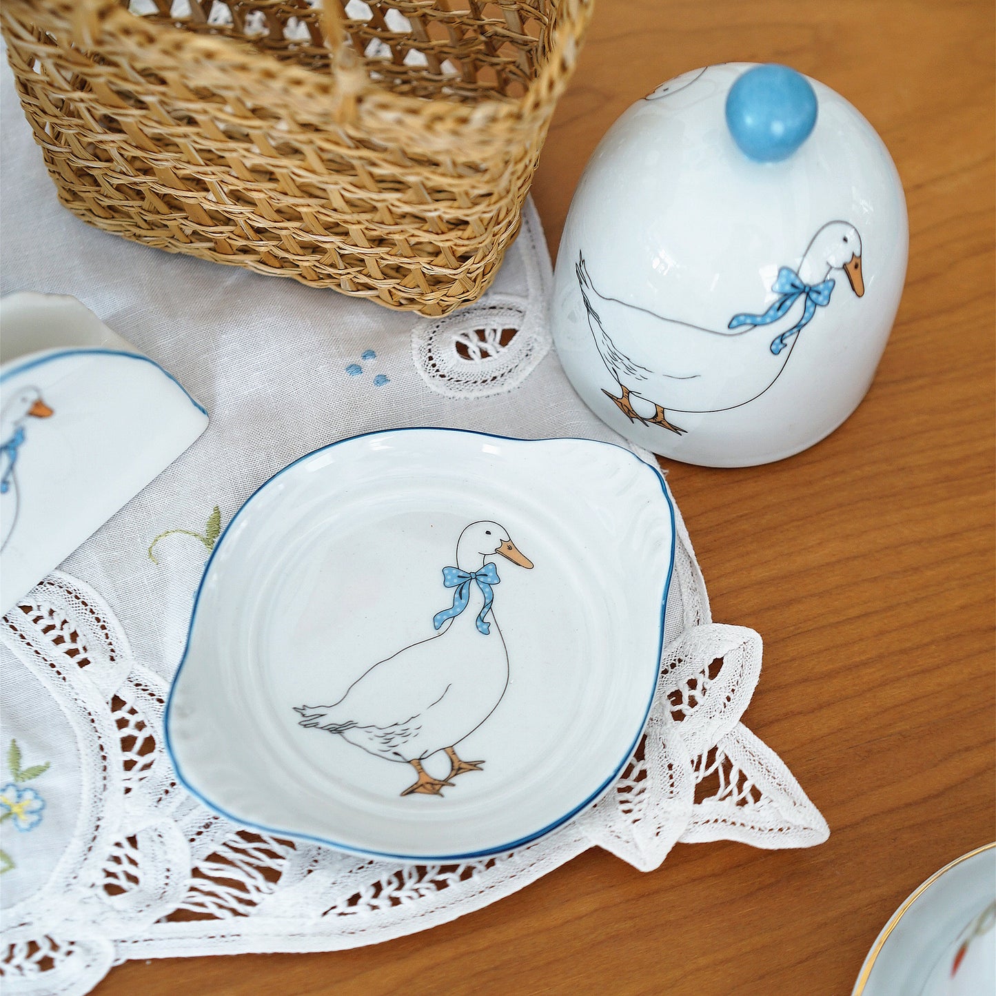 Country Goose Ceramic Butter Dish