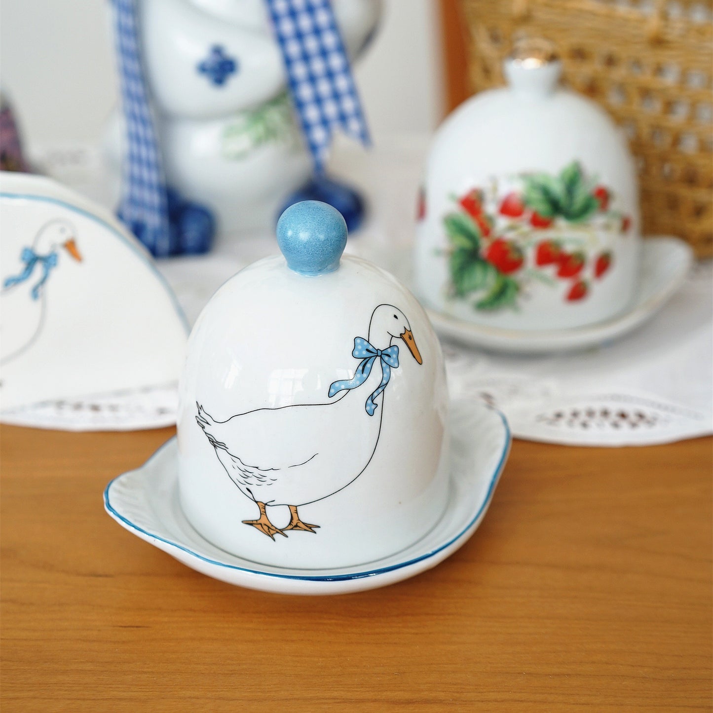 Country Goose Ceramic Butter Dish