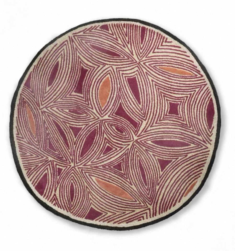 Petal Vein Handwoven Rug – Plum & Terracotta