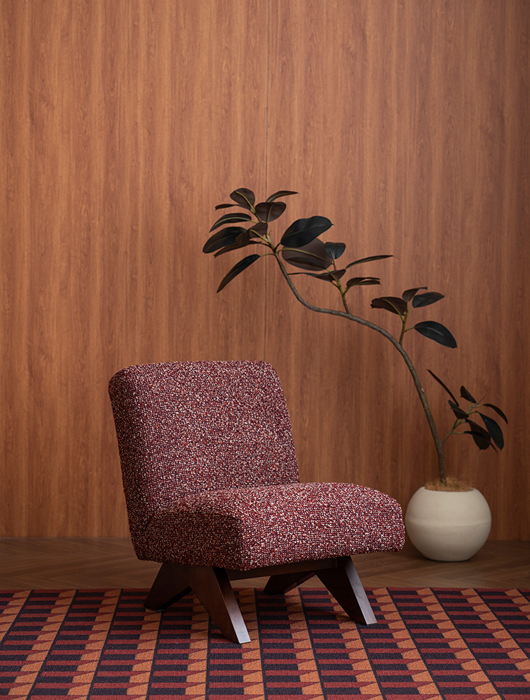 Saville Modern Lounge Chair - Russet Tweed