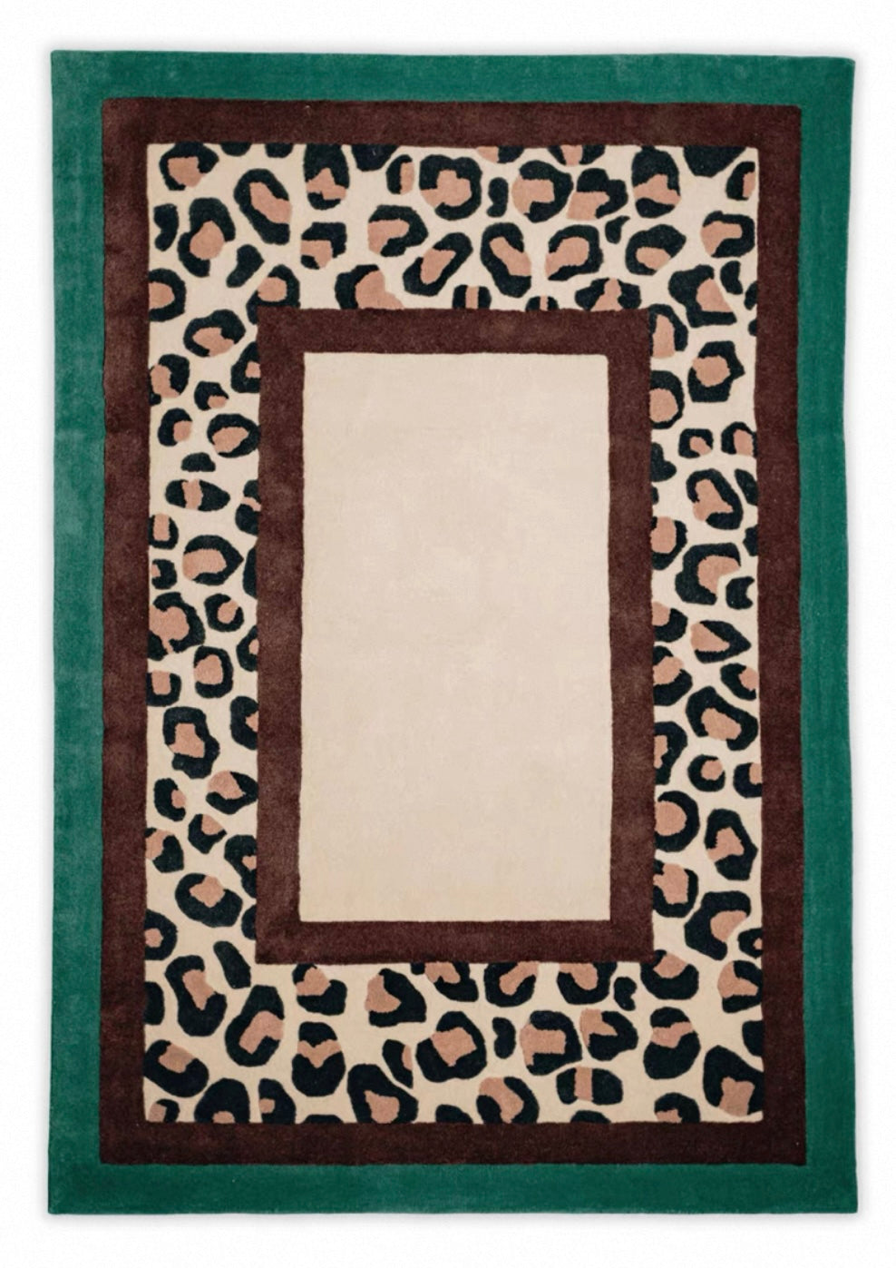 Savanna Frame Handwoven Rug – Emerald & Cocoa
