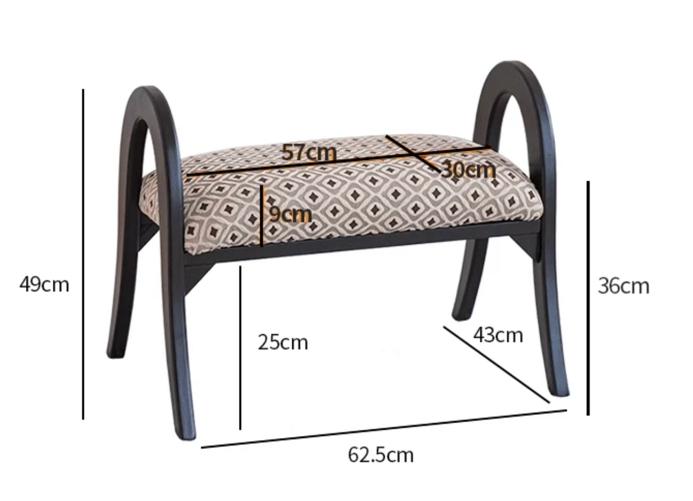 Arched Diamond Upholstered Entryway Stool