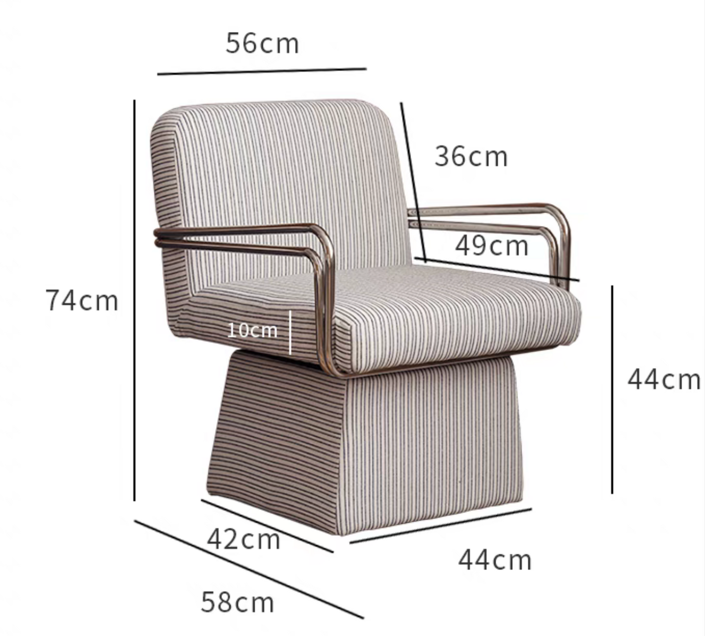 Modern Swivel Armchair - Pinstripe