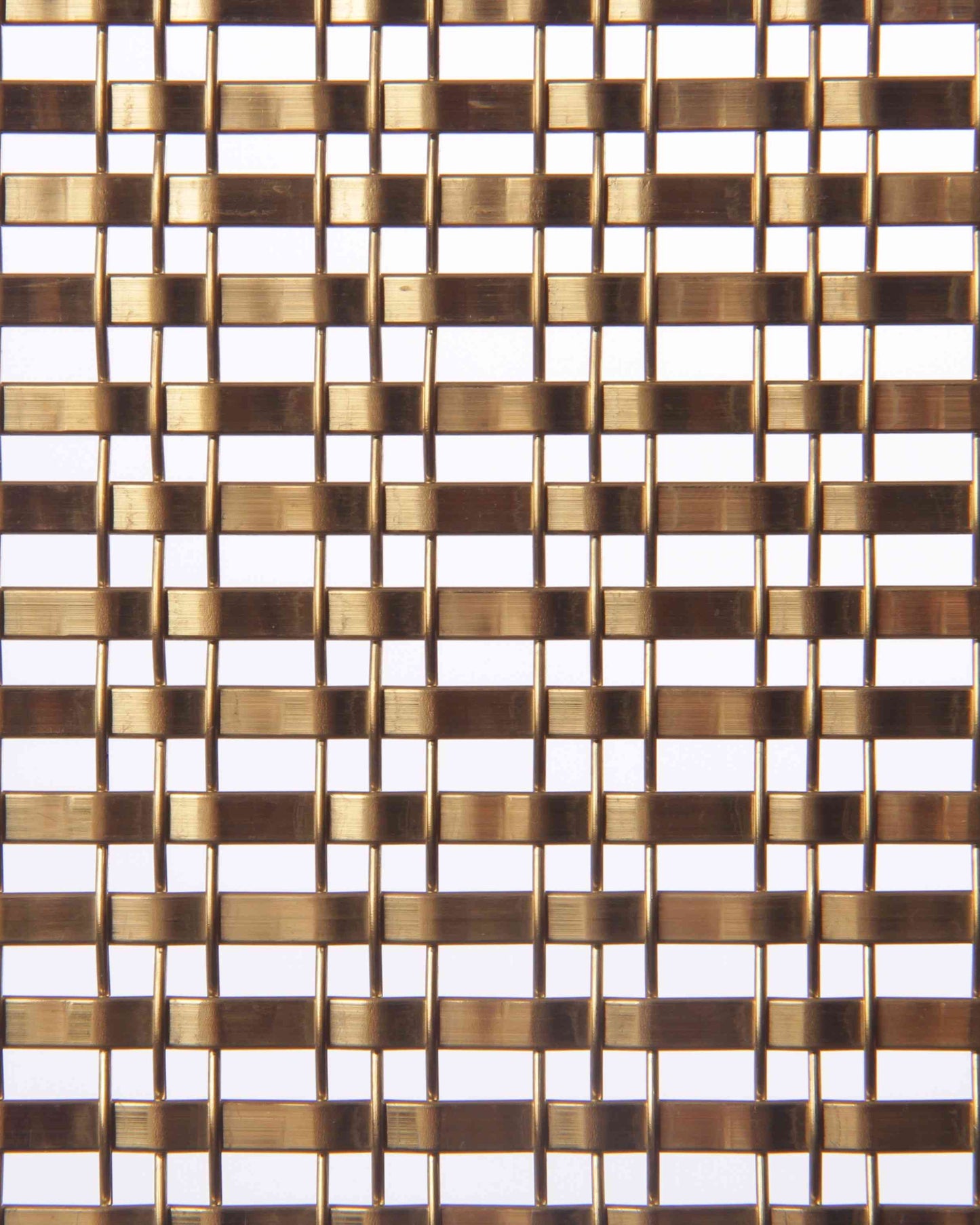 Metallic woven mesh pattern on a white background