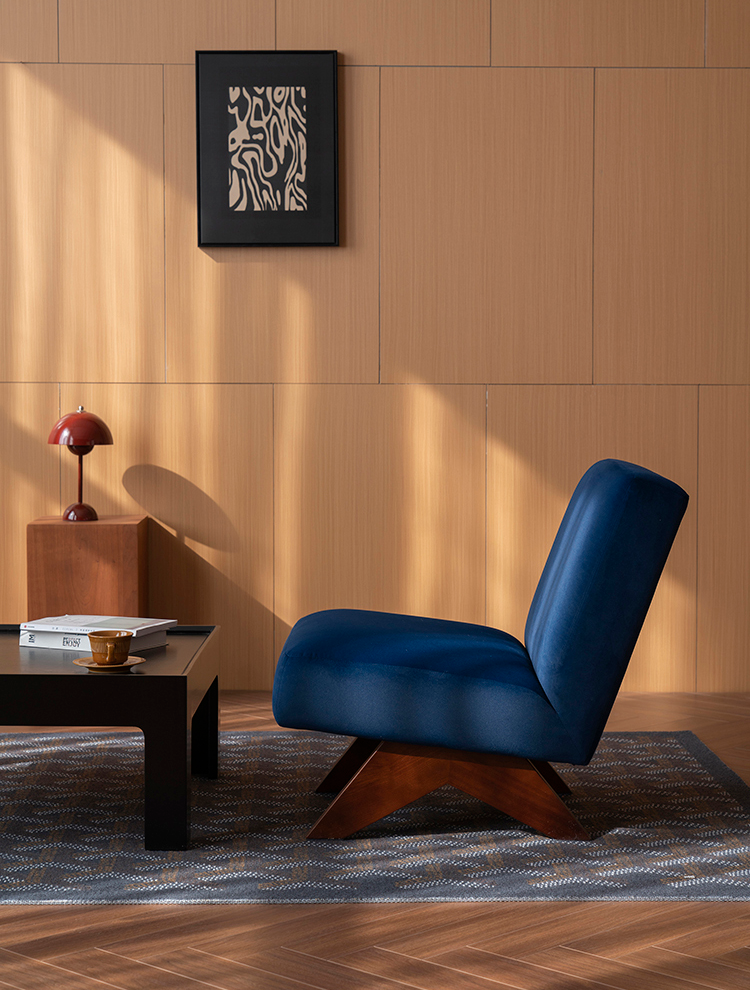 Saville Modern Lounge Chair - Navy Blue