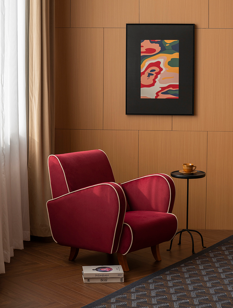 Retro Lounge Chair - Wine Red