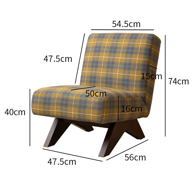 Saville Modern Lounge Chair - Yellow & Blue Plaid