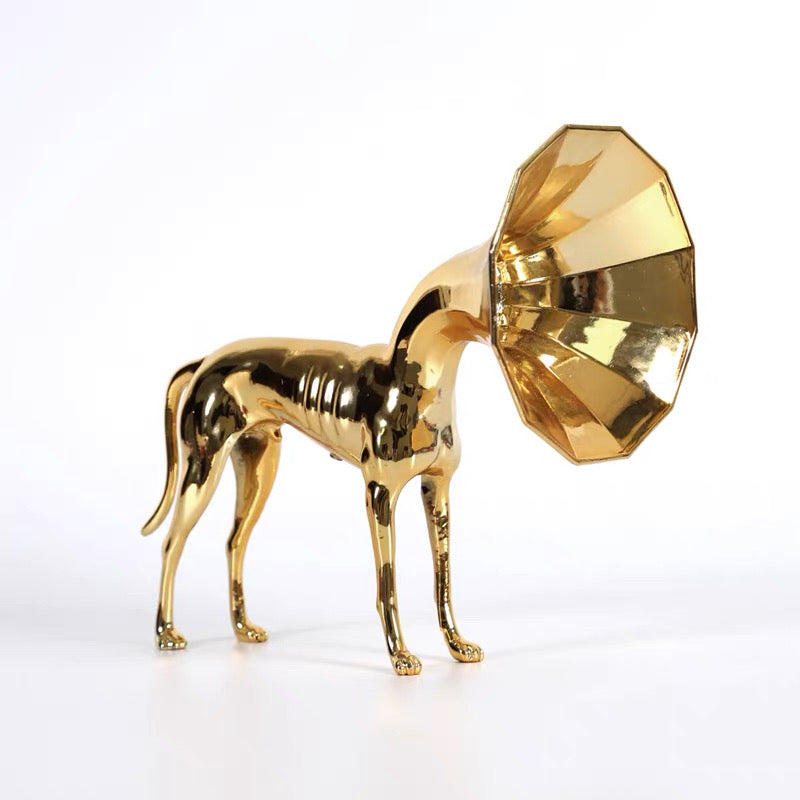 Metallic Dog Gramophone Art Figurine