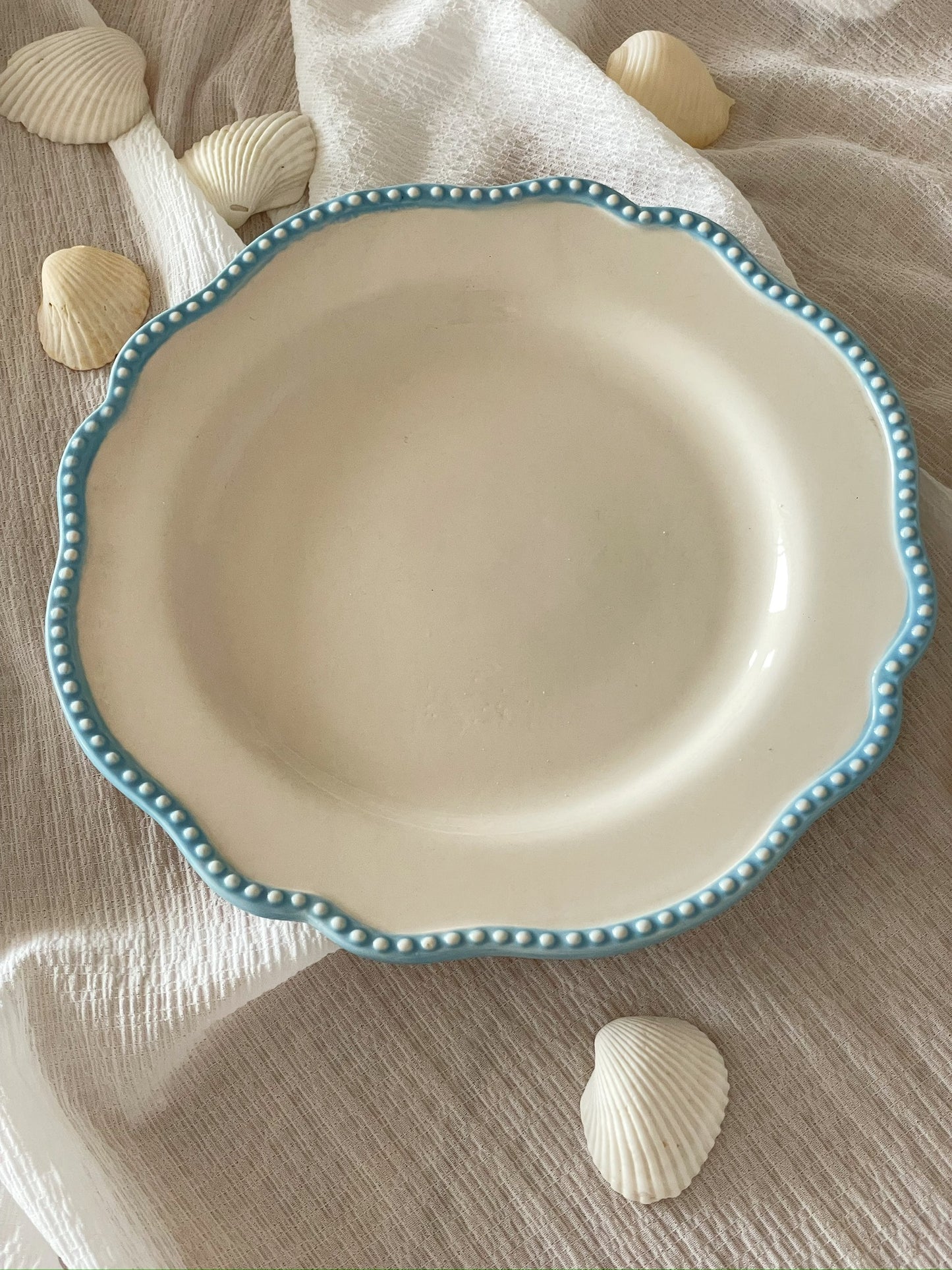 Azure Pearl Scalloped Plate