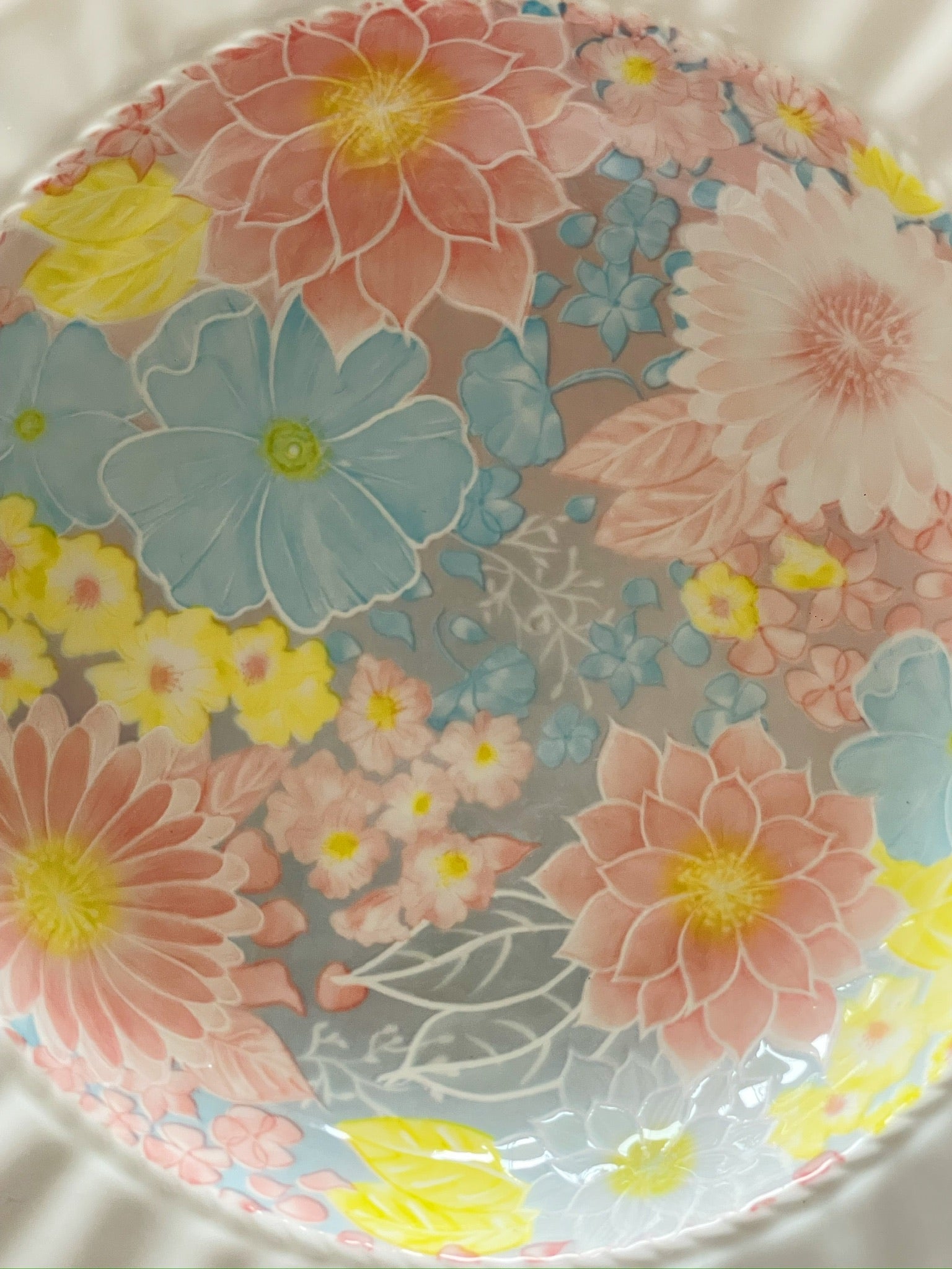 Floral Ceramic Serving Plate close up details