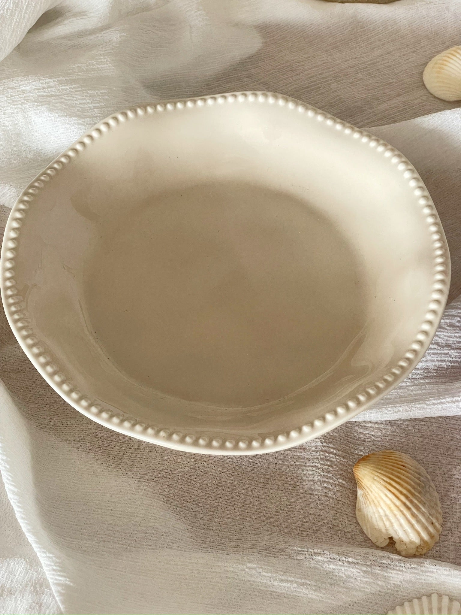 Elegant Coastal Ceramic Pearl Bowl alabaster