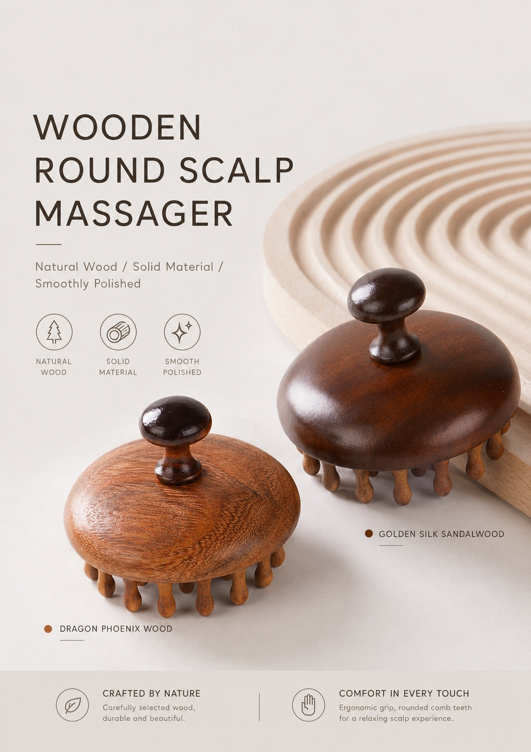 Natural Wooden Scalp Massager