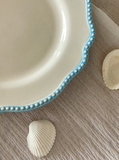 Azure Pearl Scalloped Plate close up