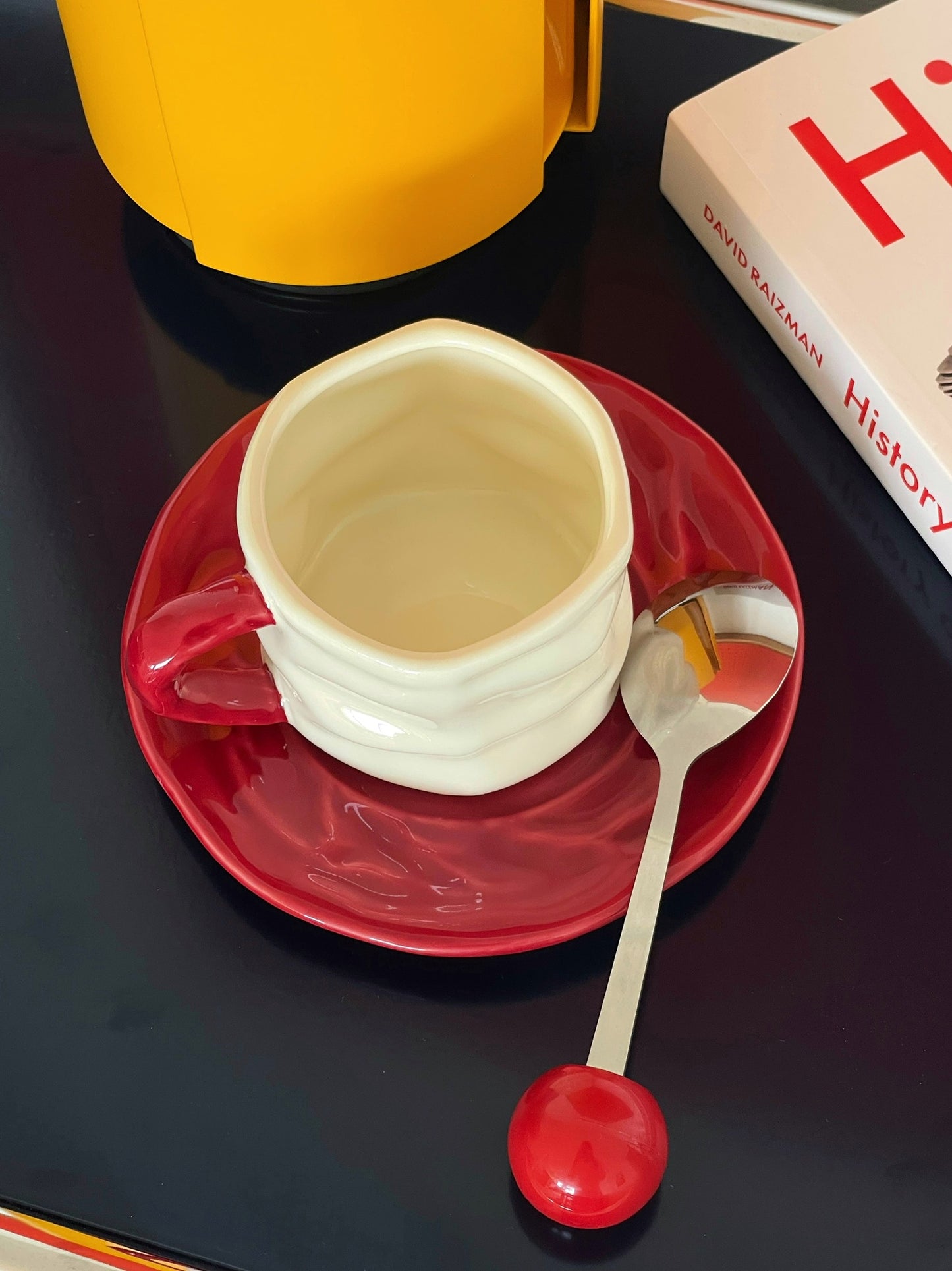 Sculptural Modern Coffee Cup Set ruby