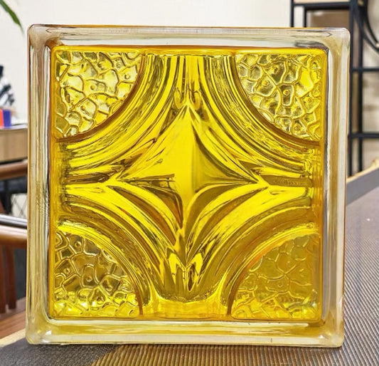 Baroque Prism Hollow Glass Brick—Golden Radiance