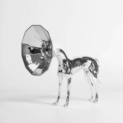 Metallic Dog Gramophone Art Figurine