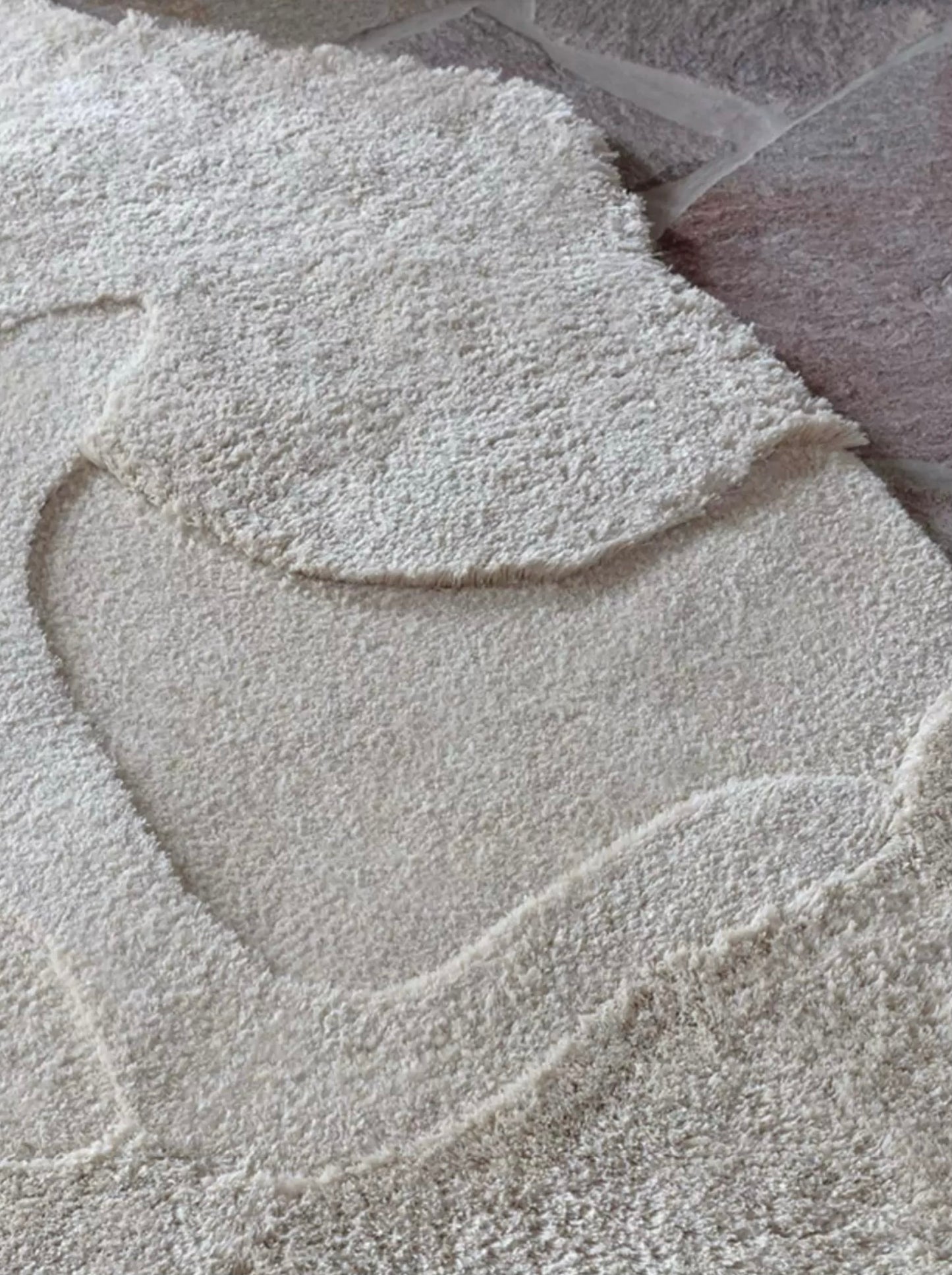Cloud Relief Sculptural Handwoven Rug – Ivory / Nude Pink / Terracotta