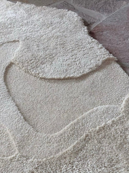 Cloud Relief Sculptural Handwoven Rug – Ivory / Nude Pink / Terracotta