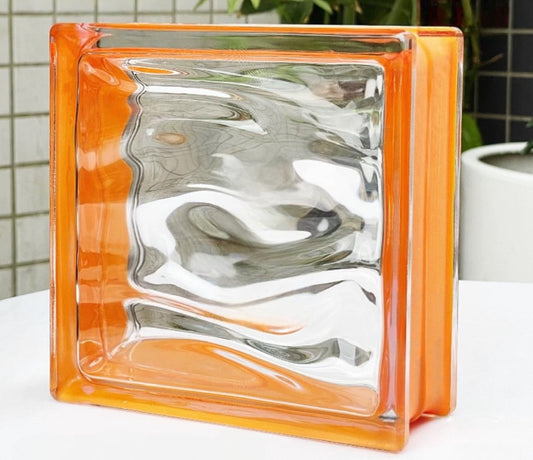 Cloudline Hollow Glass Brick – Tangerine Wave