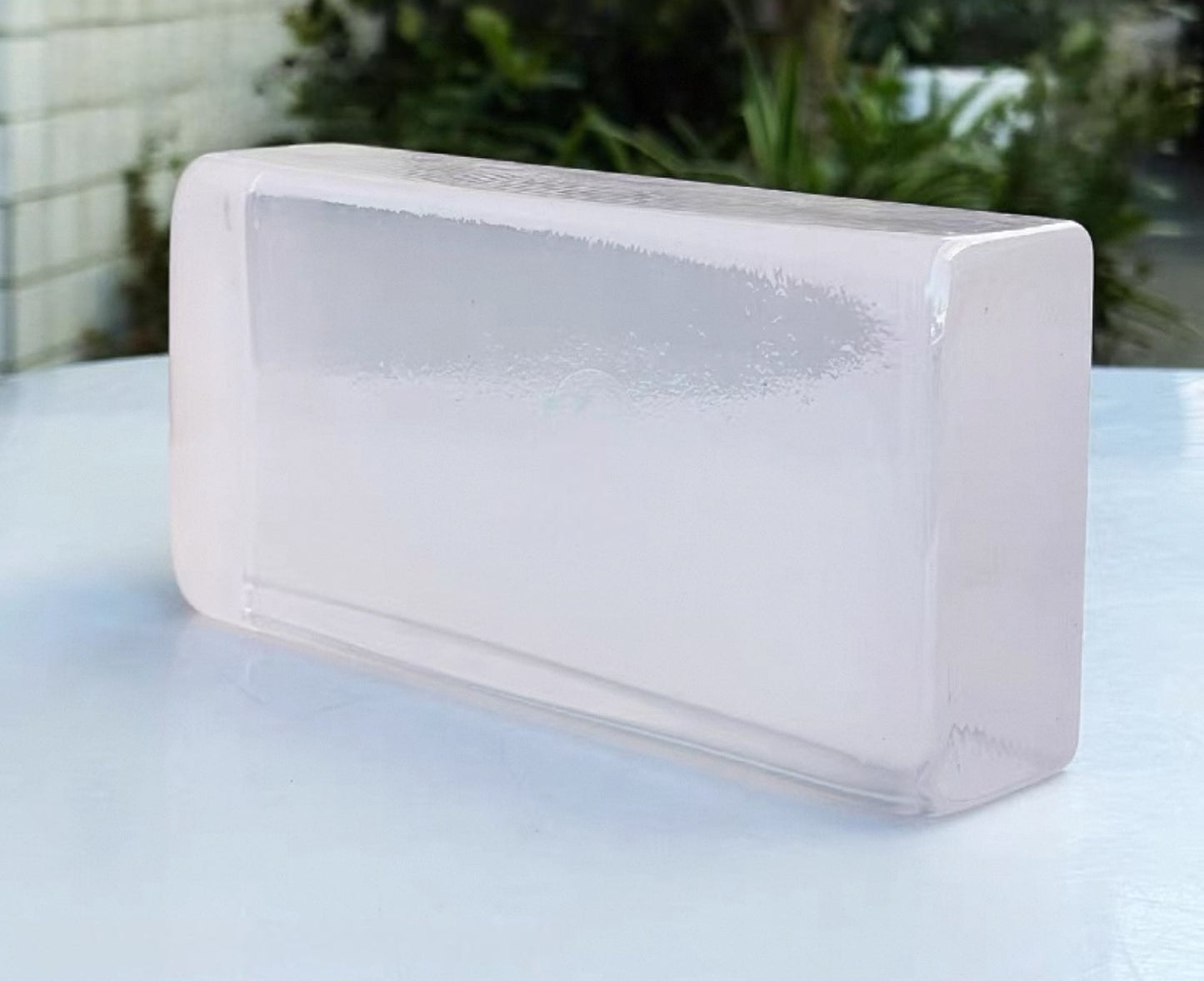 Rounded Edge Ripple Glass Brick - Blush Pink
