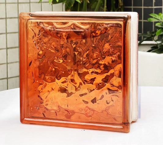 Ice Crystal Hollow Glass Brick—Amber Heat