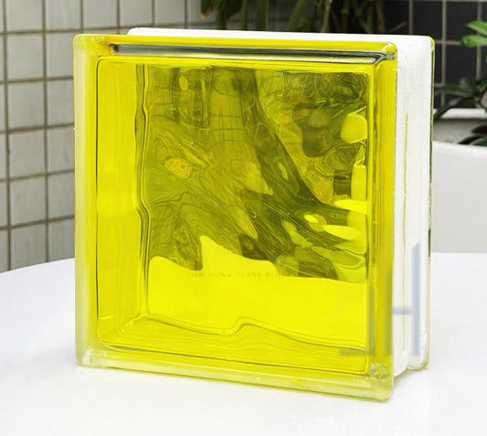 Cloud Mist Hollow Glass Brick—Lemon Glow