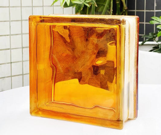 Cloud Mist Hollow Glass Brick—Amber Gleam