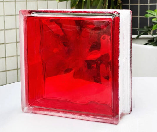 Cloud Mist Hollow Glass Brick—Crimson Echo