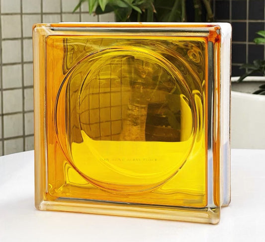 Round Pattern Hollow Glass Brick—Amber Halo