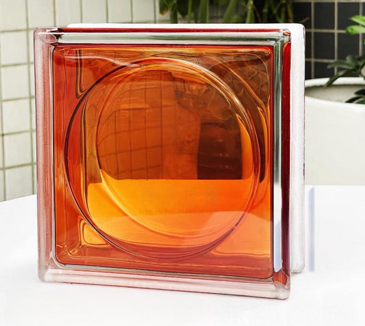 Round Pattern Hollow Glass Brick—Sienna Ember