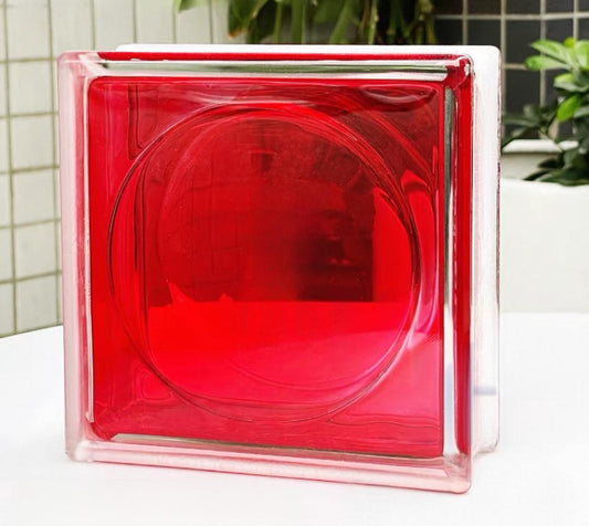 Round Pattern Hollow Glass Brick—Crimson Pulse