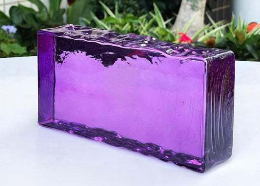 Frosted Edge Solid Glass Brick—Violet Echo