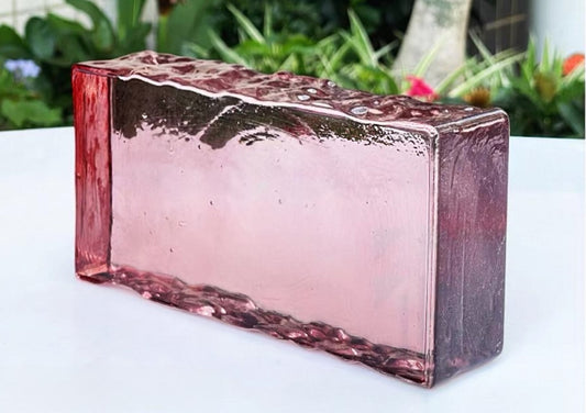 Frosted Edge Solid Glass Brick—Rose Garnet