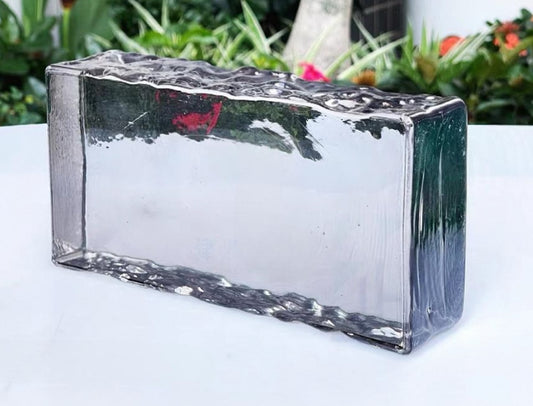 Frosted Edge Solid Glass Brick—Smoke Veil